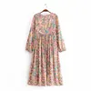 Vintage chic women elegant lace-up  tassel floral print beach long Bohemian  Midi dress Ladies rayon Boho dress vestidos ► Photo 2/6