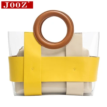 

Women's Handbags Transparent Bucket Bag 2020 Striped Design Crossbody Bag for Women Tote Bag Ring Compound Bag