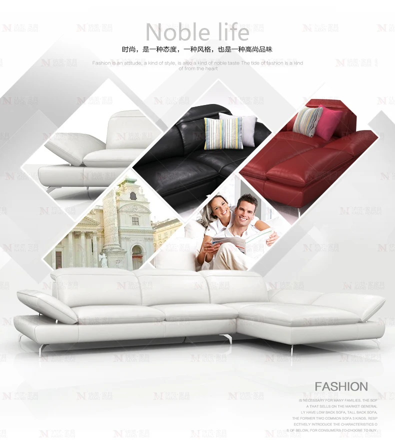 cow genuine leather sofa sectional living room sofa corner home furniture couch L shape functional backrest and armrest modern