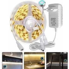 1 м/2 м/3 м/4 м/5 м светодиодная подсветка под шкаф с регулируемой яркостью Светодиодная лента для кухни/гардероба/шкафа светильник 12 В сенсорный датчик переключатель светильник для спальни ing