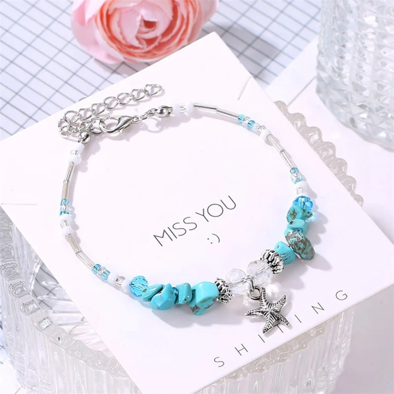 Bohemian Starfish Beads Stone Anklets for Women Natural Conch Beaded Shell Anklet Ocean Beach 2019 NEW Gifts | Украшения и