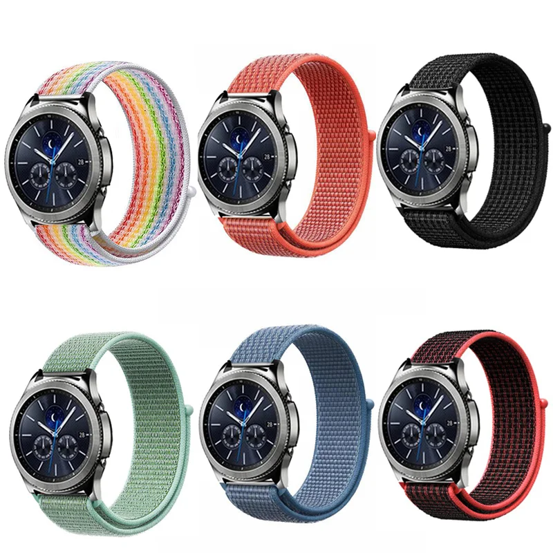 Нейлоновый ремешок 22 мм 20 мм для samsung gear s2 sport S3 Frontier Classic galaxy watch 42 мм 46 мм huami amazfit bip band huawei gt 2