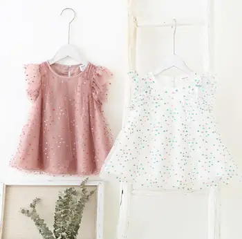 

Summer New Children Baby Dot Mesh Dresses , Girls Princess Cute Clothes 6 Pieces/lot Wholesale