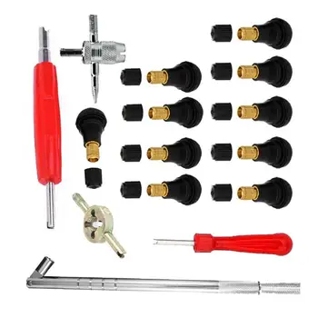 

15pcs/set TR412 Valve Stems+Stem Puller+Core Removers+4 Way Tool+Wrench MGO3