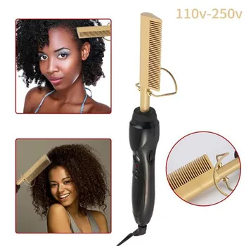 

Electric Environmentally Friendly Titanium Alloy Hair Curler Comb Wet and Dry Hair Use Hair Curling Iron Straightener Comb