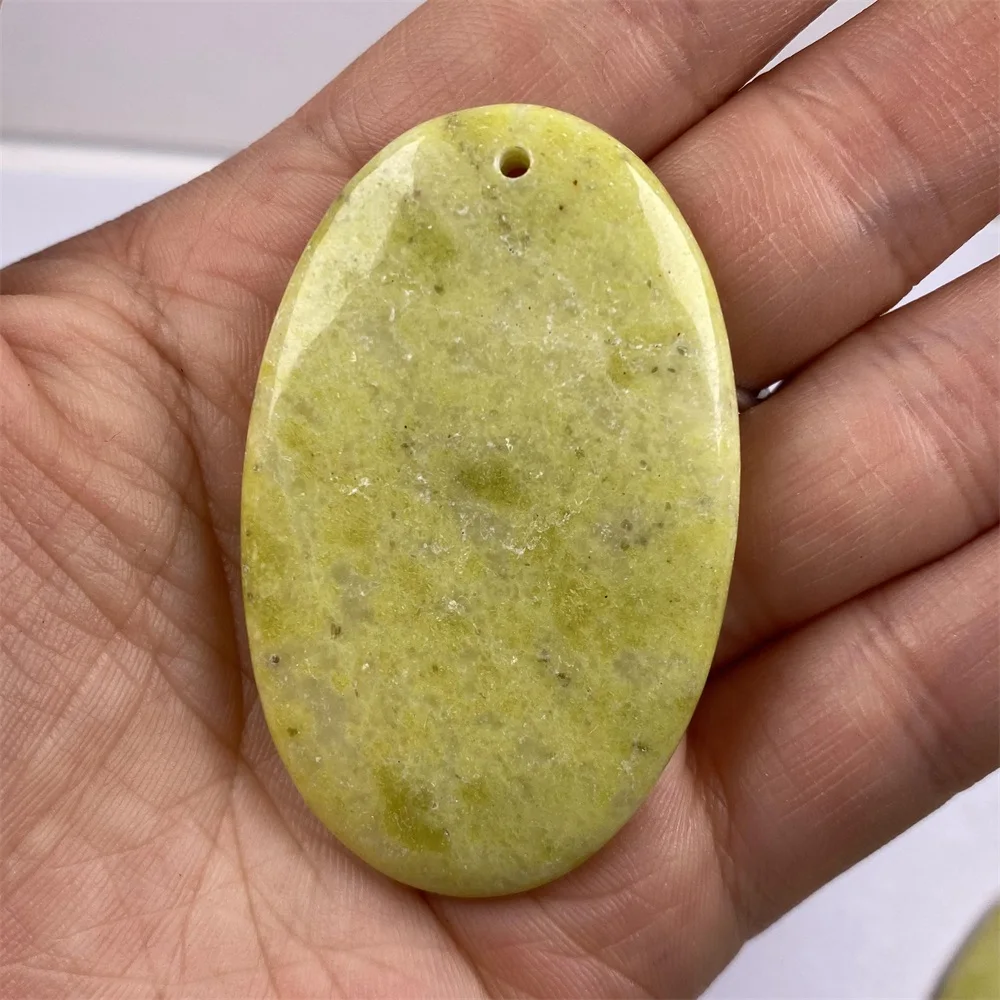 NaturalStoneOvalMustardStonePendantNecklaceCharmsPendantfor
