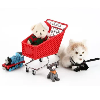 

Creative Mini Plastic Shopping Cart Rought Iron Storage Basket Random Color