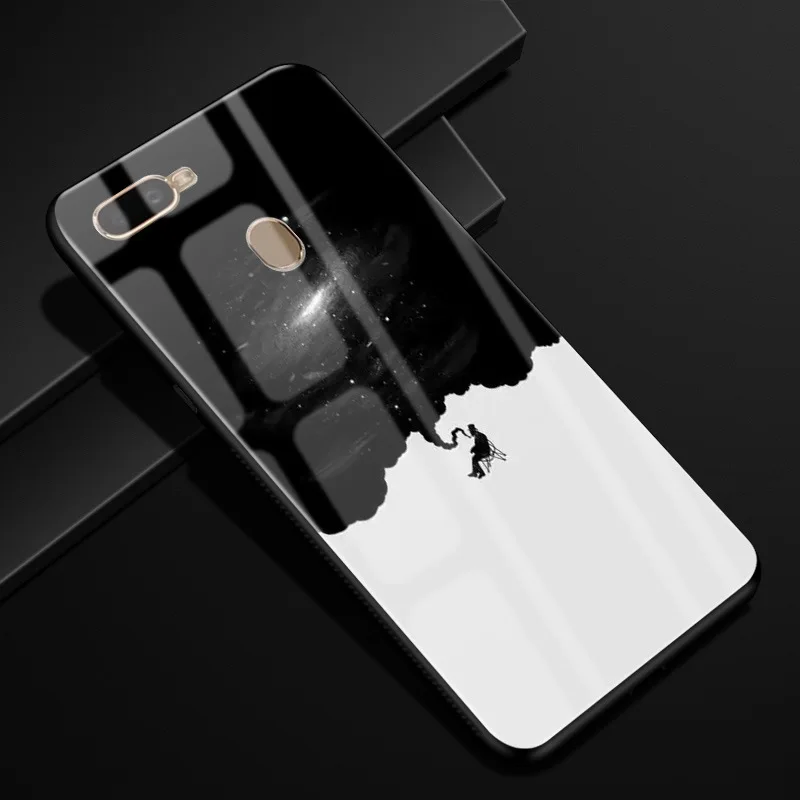 Для OPPO AX7 чехол 6,2 ''PC Пластиковый стеклянный чехол для телефона черный TPU бампер чехол для OPPO A7 OPPOA7 чехол для OPPO A5S AX5S A7 A 7 ax7