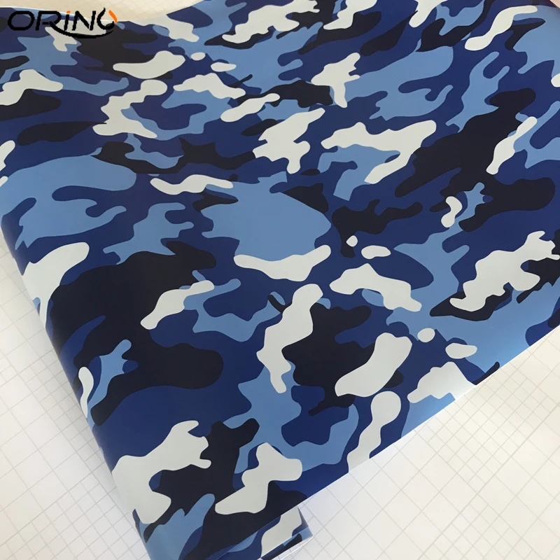 White Blue Camouflage Vinyl Film Sticker-2