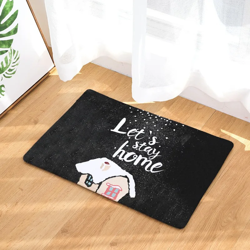 buy Doormat New Year Doormat Cute Warm House Printed Floor Mat for Home Welcome Doormats Indoor Home Carpets Decor 50x80CM navidad