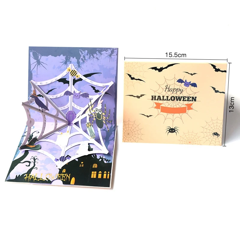  Halloween 3D Card With Envelope Trick Or Treat Greeting Card Popup Horror Skull Spiders Witch Hallo - 4.00004E+12