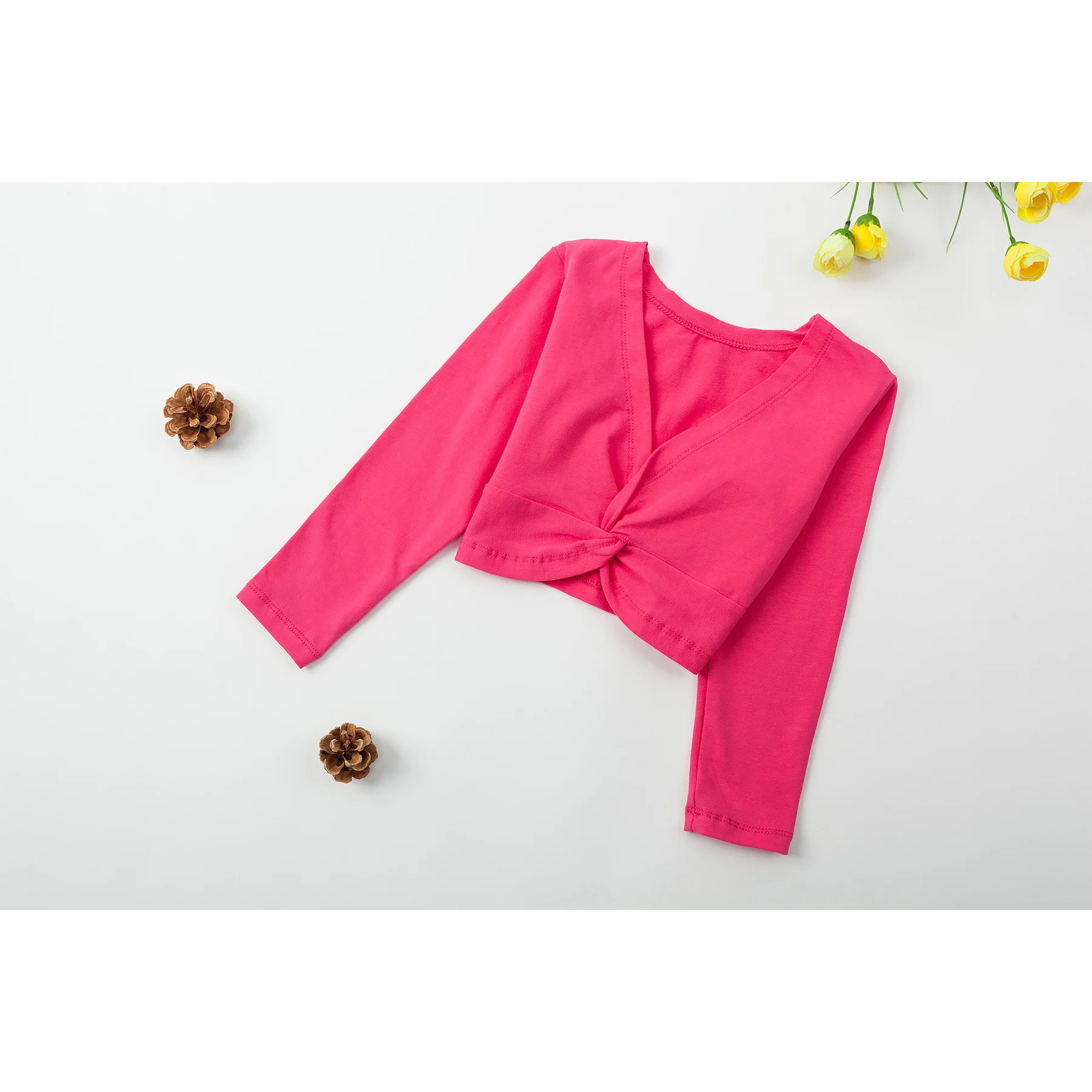 rose ballet sweater Балетный свитер для девочек, балетный топ с длинными рукавами для девочек, танцевальная теплая куртка, балерина, накидка - Цвет: rose ballet sweater