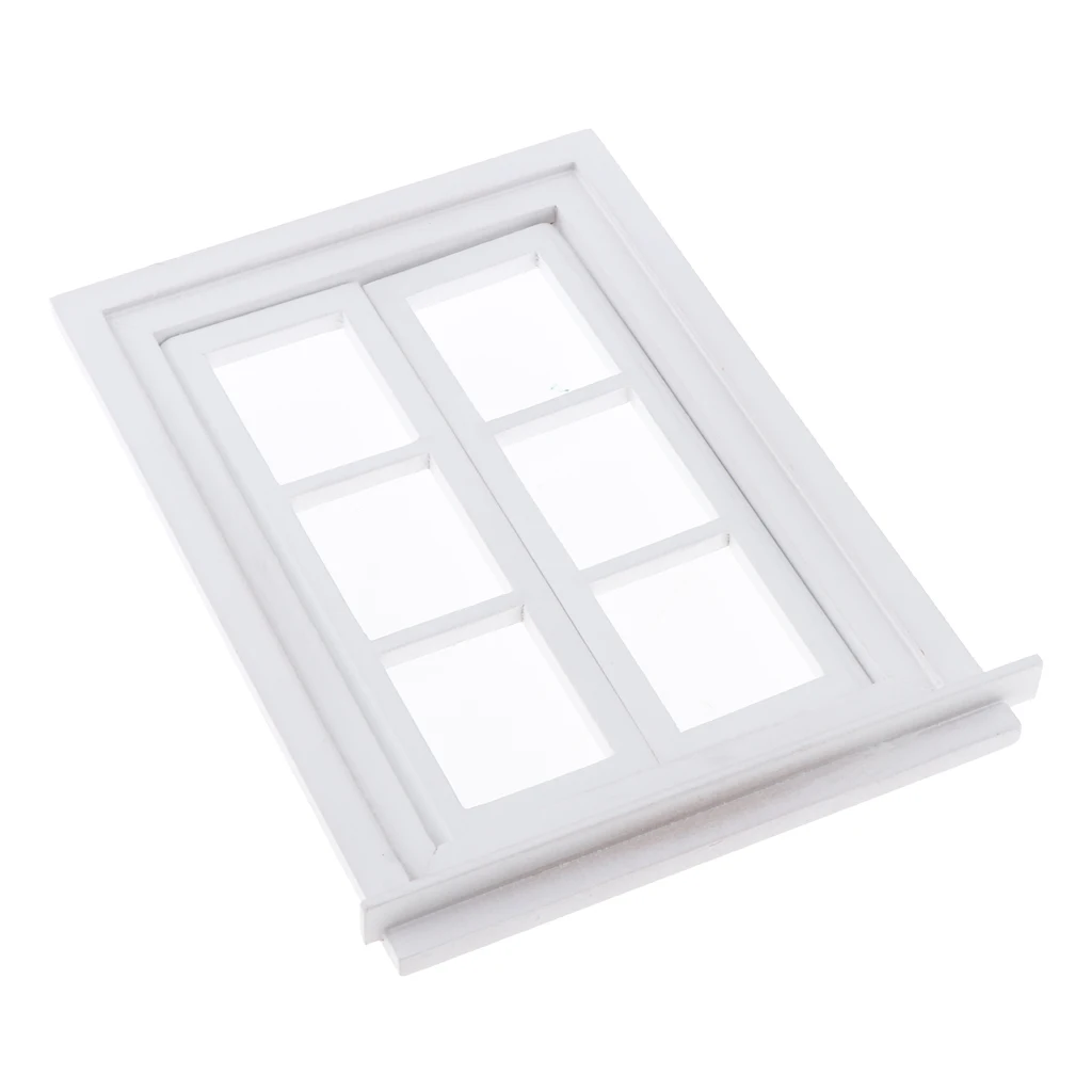 Miniature White Doll House 1:12 Wooden Window For DIY Dollhouse Furniture