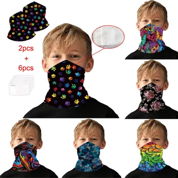 

Neck Gaiters Facemasks With Filters Kids Reusable Washable Maska Printed Sports Cycling Protective Face Maks Multifunctional Cov