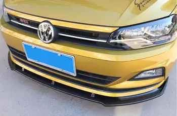 

3PCS ABS Paint Carbon Fiber Front Bumper Body kit Lip Splitters Flaps Spoiler For Volkswagen VW Polo 2019 2020 2021 Year
