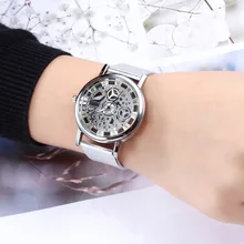 Новая мода, благородные и умные женские часы, женские часы, полый дизайн, циферблат сетчатый ремень, низкий ключ Роскошные водонепроницаемые часы