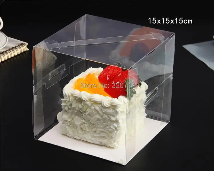 5 size clear plastic Mooncake holder paper pad for baking cookie packaging transparent Bakery mini cakes muffins display Boxes - Color: 15x15x15cm empty box