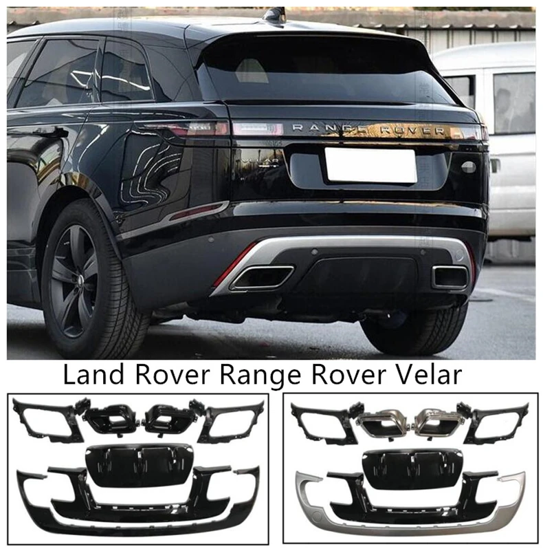 Задний бампер выступ Спойлеры и Exhause для Land Rover Range Rover Velar 18 19 Высокое качество Серебряный черный распылитель абс