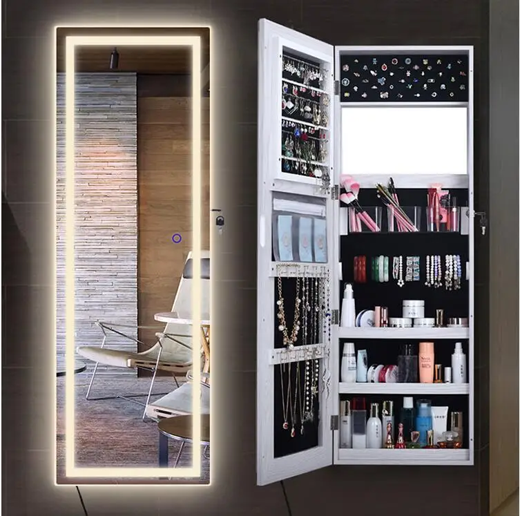 Household wall mounted mirror with light floor storage cabinet bedroom simple modern fitting mirror whole body mirror