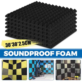 

6/12/18PC Soundproof Foam Panels Sound Absorption Pyramid Studio Sound Treatment Acoustic Foam Wall Tiles 30x30x2.5cm