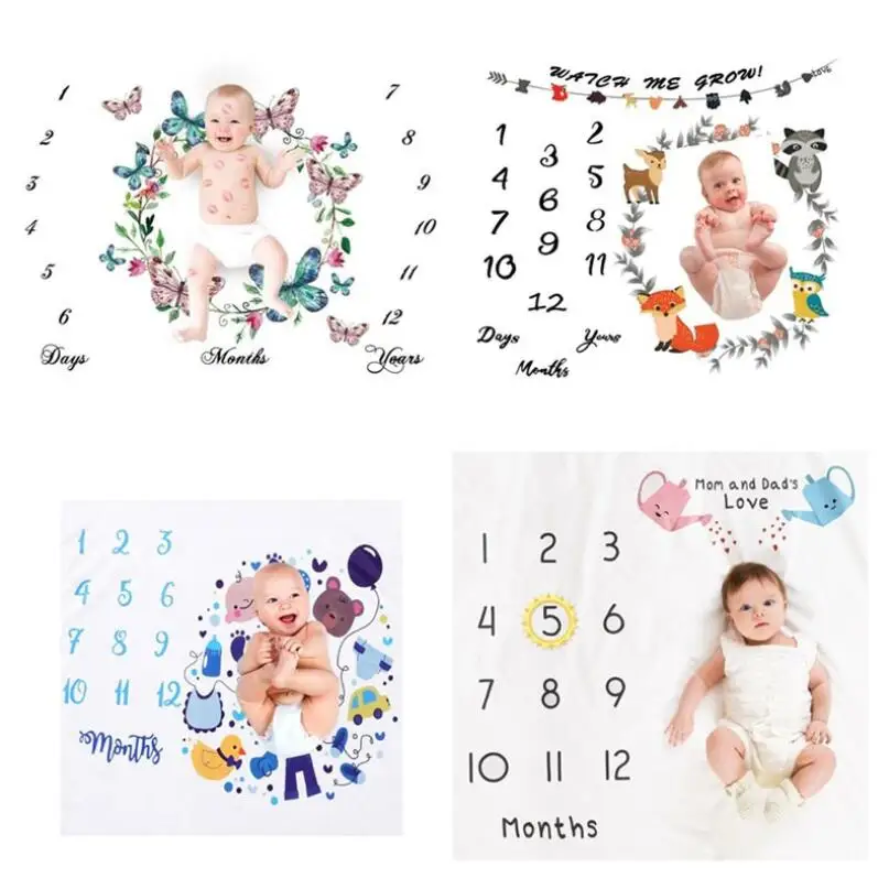 Newborn Baby Age Number Milestone Blankets for Photography Photo Props Shoots 