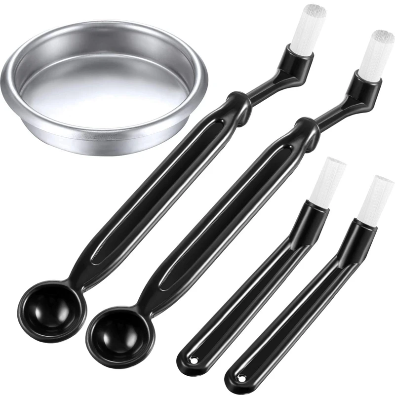 

Coffee Machine Cleaning Set, 4 Pieces Coffee Machine Brush with Spoon and 1 Piece 58 Mm Stainless Steel Back Flush Insert Metal