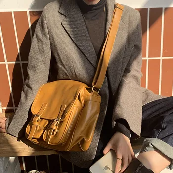 

Bag new female bag college feeling oilskin retro big bag trendy broadband messenger bag ins large capacity shoulder bag