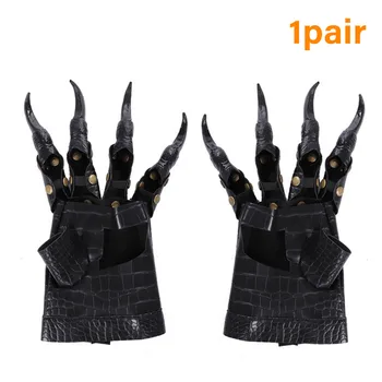 

1pair Faux Leather Long Nails Portable Festival Dragon Claw Club Dress Up Cosplay Funny Adjustable Halloween Gloves Costume