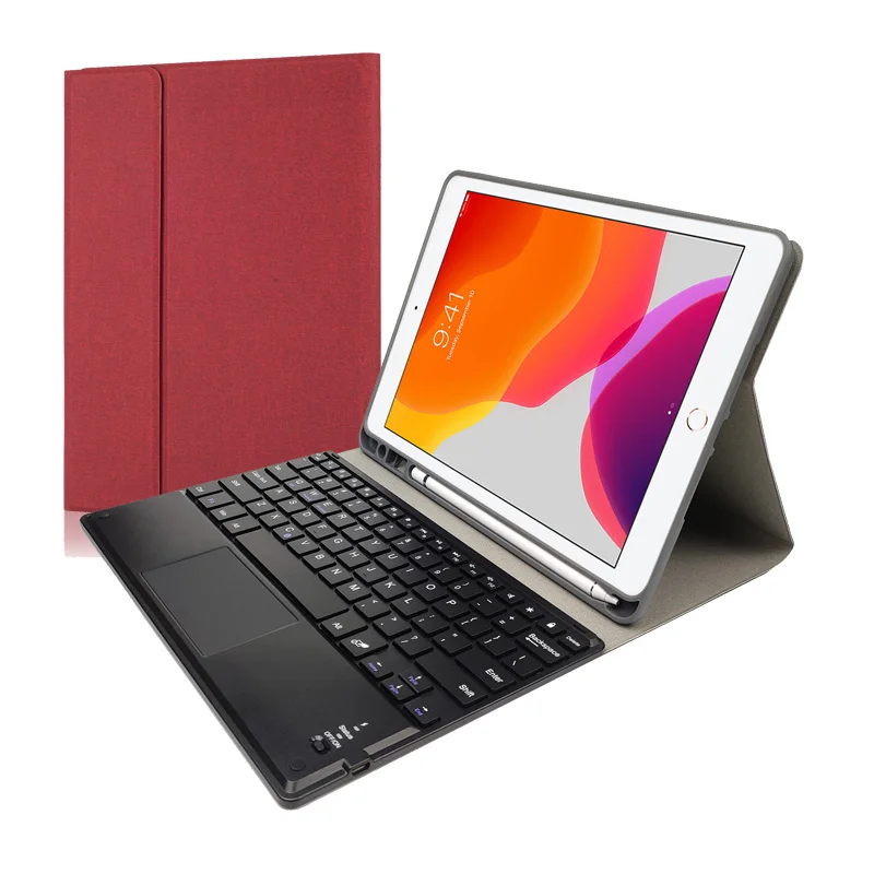 

Russian/Spanish/Hebrew Wireless Bluetooth Touchpad Keyboard Pencil Holder Leather Cover Funda Case For iPad 10.2 2019 7th Tablet