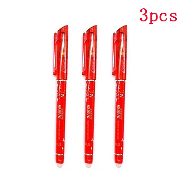 3 pcs red 20 шт./партия Волшебная стираемая ручка для заправки стержня 0,5 мм офисная гелевая ручка моющаяся ручка синяя черная красная чернильная ручка школьные канцелярские принадлежности - Цвет: 3 pcs red
