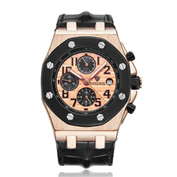 

Top Brand Luxury Men Mechanical Wristwatch Black Geniune Leather Belt Male Gift Clock Fashion Waterproof relogio masculino