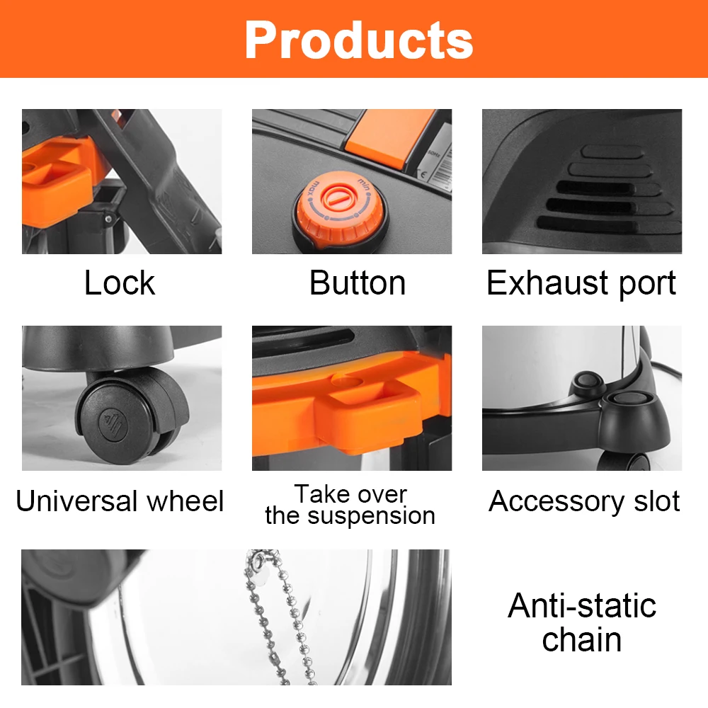 US $253.15 15L Cleaning Dust Mite Adjustable Speed Bucket Vacuum Cleaner HighPower Factory Workshop Industrial And Commercial