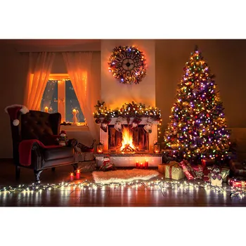 

Customize digital printing cloth 3D light tree photo background for Christmas party portrait photography backdrops
