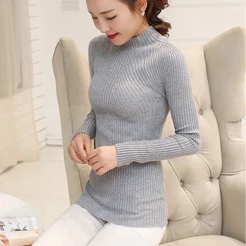 

Fashion 2018 Women Turtleneck Knitted Sweater Female Knitted Slim Pullover Ladies Basic Thin Long Sleeve Clothing Sw428