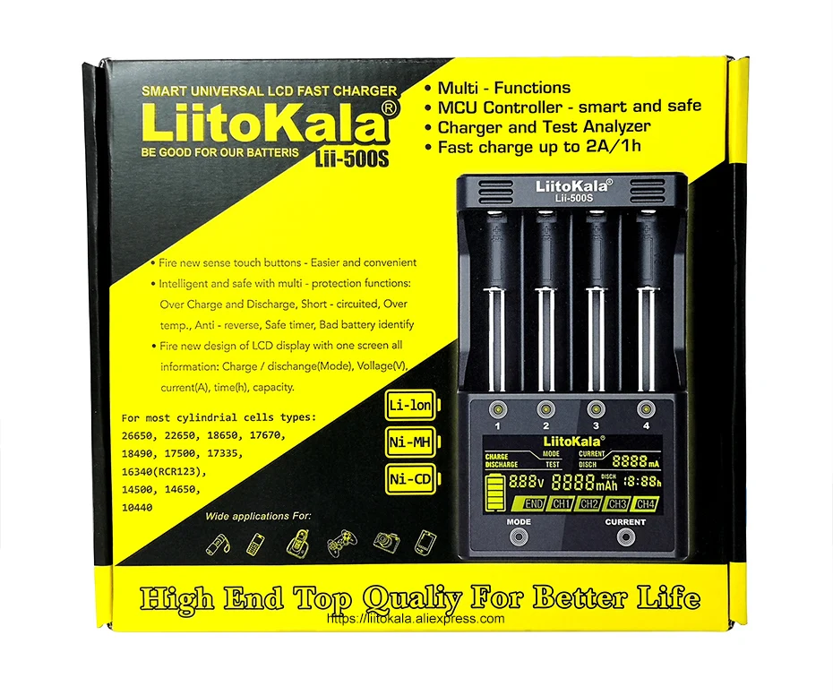 Liitokala Lii-500 Lii-500S Lii-S8 Lii-600 LCD 3.7V 18650 18350 18500 21700  14500 26650 AA NiMH Lithium-Battery Charger titan smart watch charger