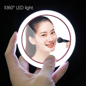 

LED Wireless USB Charging Makeup Mirror Portable Mirror Circular Multifunctional Compact Travel Sensing Lighting Cosmetic Mirror