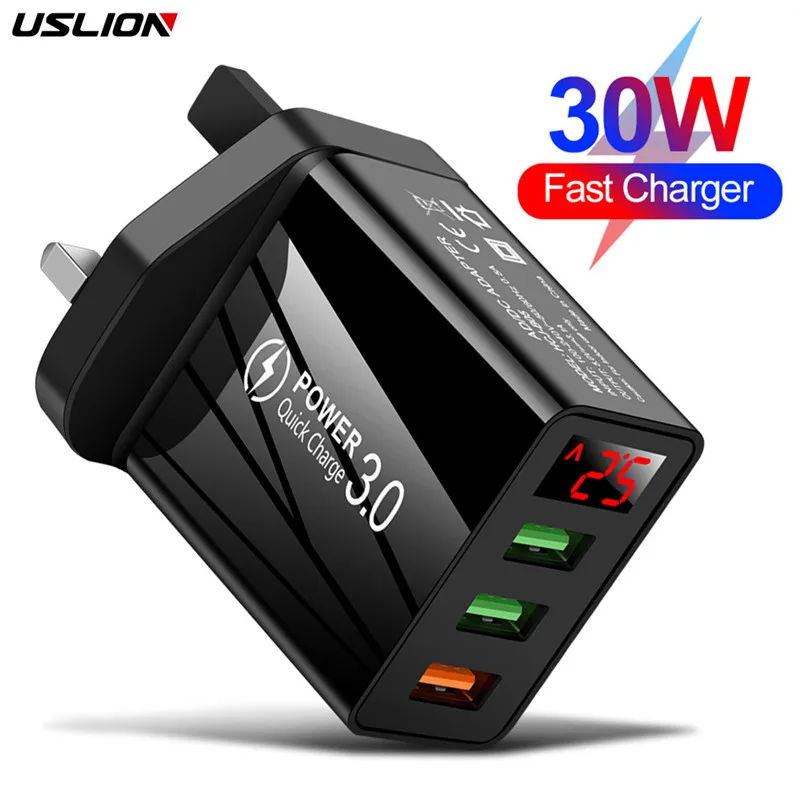USB зарядное устройство 30 Вт LED Дисплей для мобильного телефона путешествий на