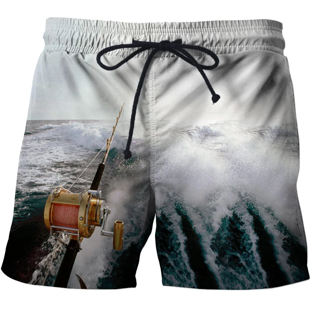 Летние пляжные шорты для мужчин с 3d принтом рыбы, мужские и женские пляжные шорты для серфинга, модные брендовые быстросохнущие пляжные штаны 6xl