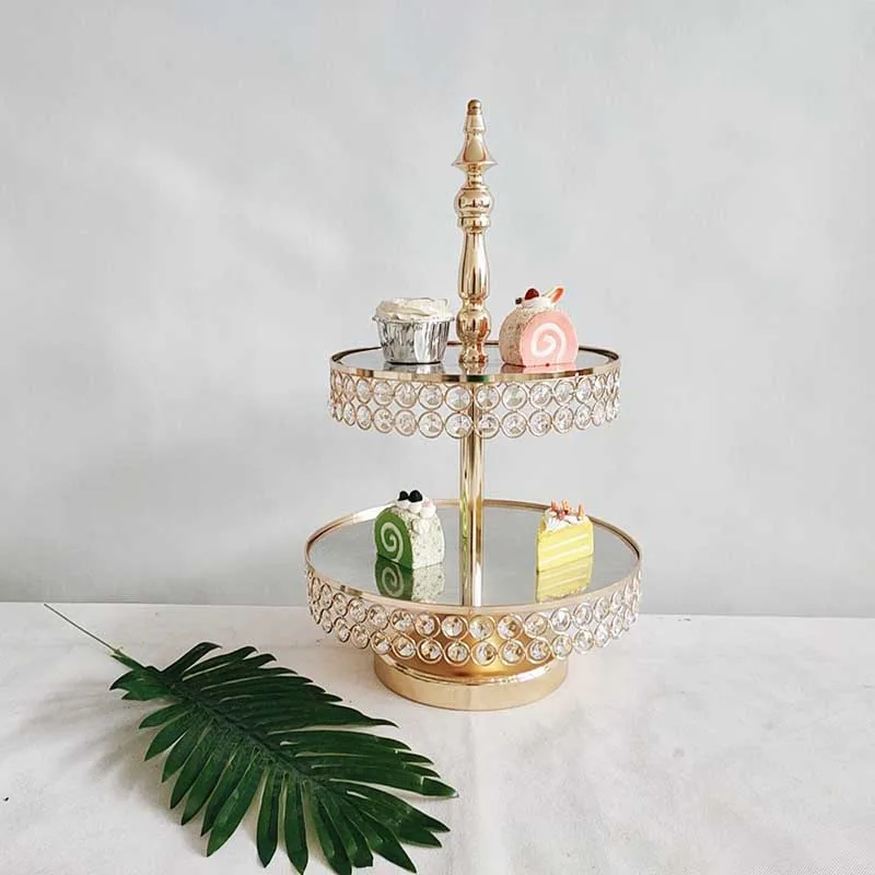 1-15pcs Crystal Cake Stand Set Metal mirror Cupcake stand decorations Dessert Pedestal wedding Party Display cake tray