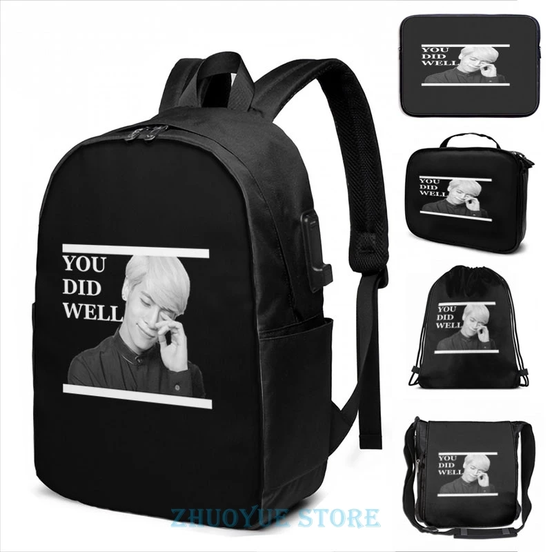 Забавный рюкзак с графическим принтом You Did Well - Shinee Jonghyun USB-зарядкой мужские