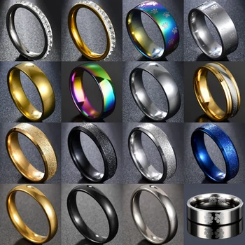 

Quality GoldColor Wedding Bands Ring for Women Men Jewelry Stainless Steel Engagement Ring Couple Anniversary Gift Amazing Price
