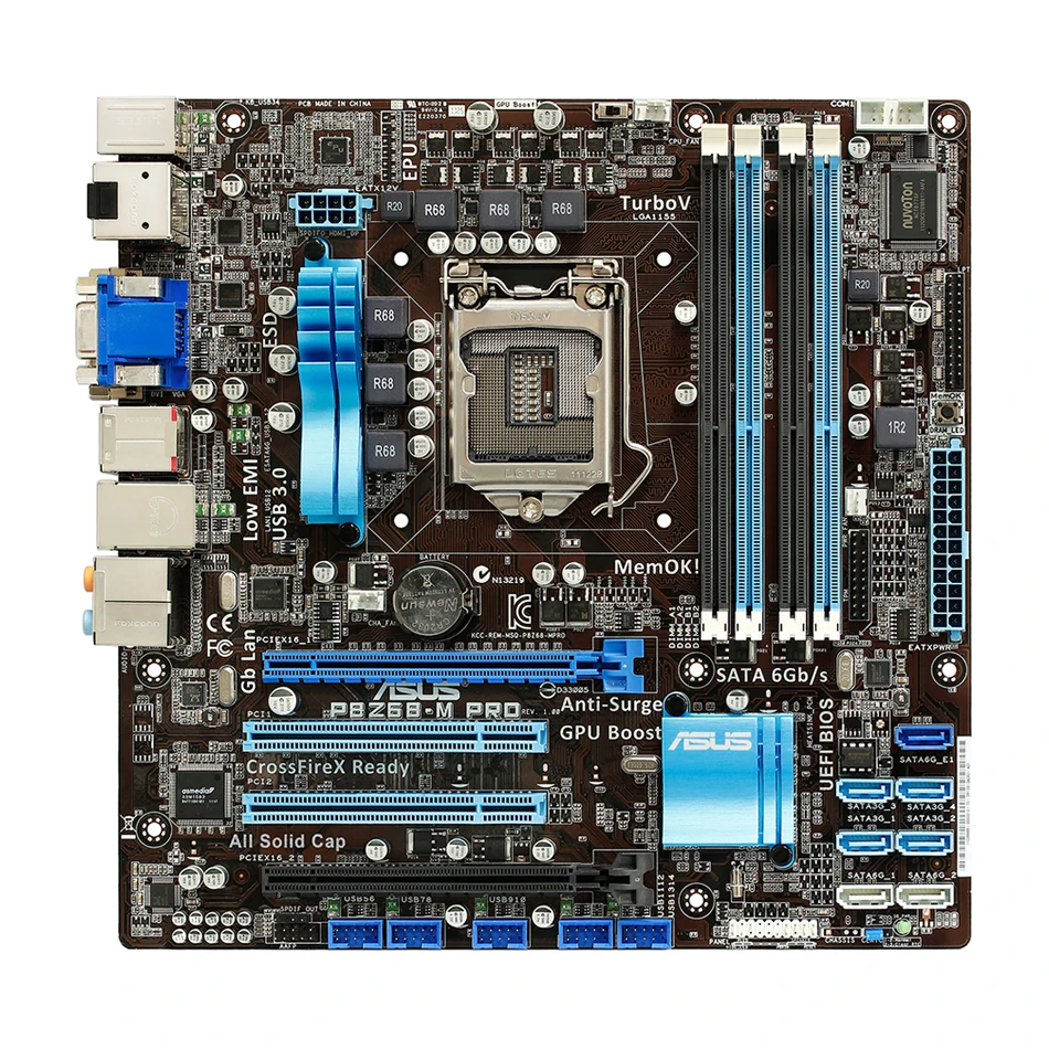 Asus P8Z68-M PRO Motherboard LGA 1155 Intel Z68 for Core i3-2130 Intel Xeon  E3-1230 cpus DDR3 32GB USB3.0 SATA 3 ATX Placa-mãe
