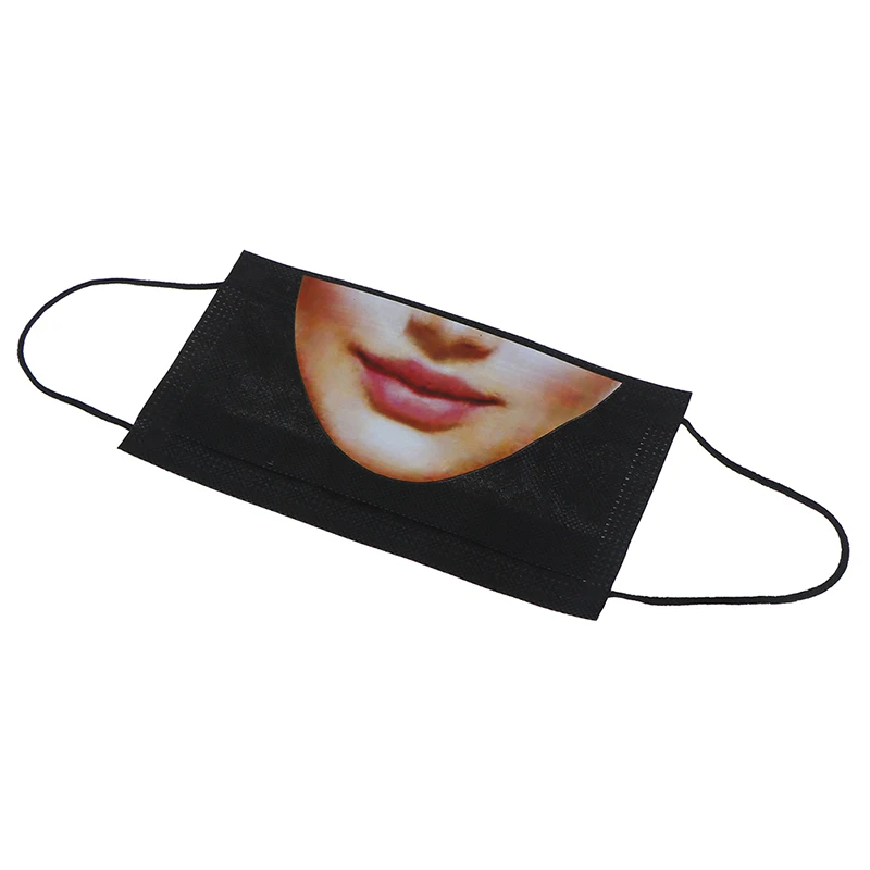 5Pcs 3D Women Mouth Pattern Funny Expression Mouth Face Mask Dustproof Cute Nonwovens Anime Face Mouth Mask