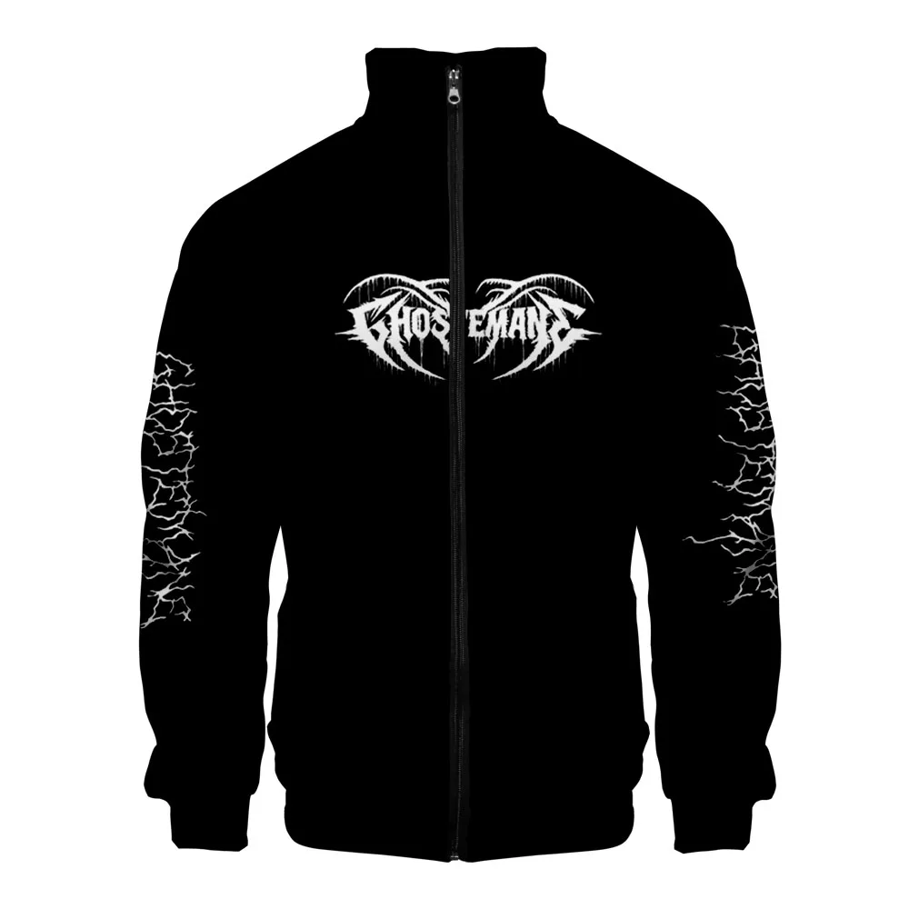 Металлический рэп стиль Ghostemane World Tour Rock Music логотип 3d принт с длинным рукавом на молнии стоячая Толстовка Мужская/женская повседневная одежда