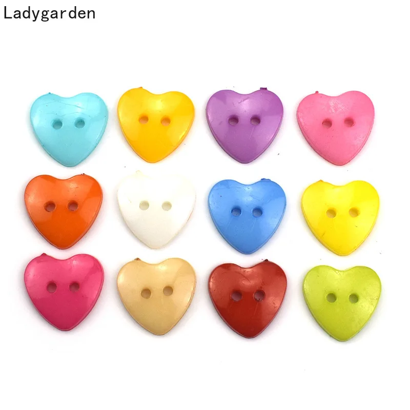 100PCS 2 Holes Heart Resin Buttons Apparel Sewing Accessories Diy Scrapbooking Crafts Button Love Flatblck Craft | Дом и сад