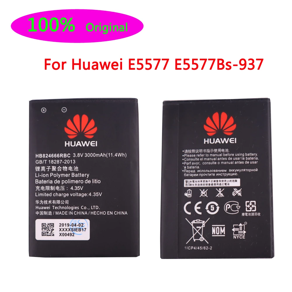 

100% Original HB824666RBC Battery For Huawei E5577 E5577Bs-937 Replacement Batteria Real Capacity Phone 3000mAh Battery