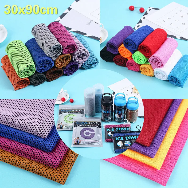 

30x90cm Colors Men And Women Gym Club Yoga Sports Cold Towel Running Football Basketball Cooling Ice Towels Lovers Gift Toallas