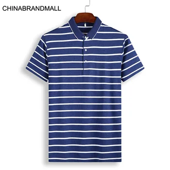

Men Summer Extra Large Short Sleeve T Shirt Plus Fat Plus Size Fat Man Fat Stripes T Shirt Leisure Loose Lapel T-shirt