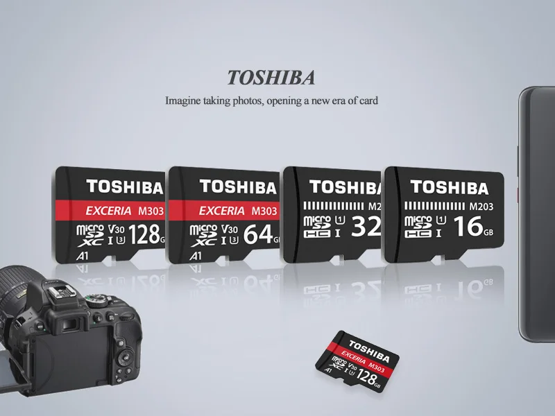TOSHIBA Micro SD карта 128 Гб 64 Гб Подлинная Exceria SDXC V30 A1 U3 32 Гб 16 Гб SDHC U1 M203 карта памяти флэш-карта с адаптером