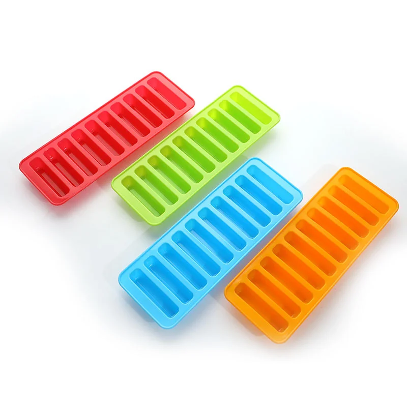 Ice Mold Ice Cream Molds 10 Grids Chic Long Strip Shape Silicone Ice Cube Mould Trays Diy Baking Sausage Hot Dog